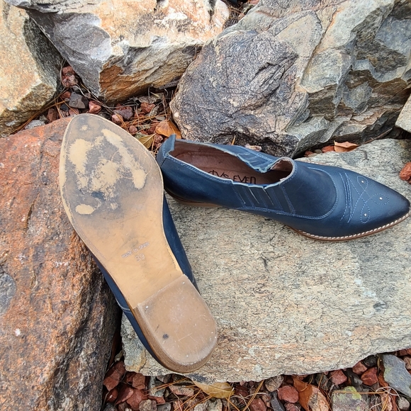 Sixty Seven Anthro Rio Grande Blue Leather Ankle Booties 39 8.5 9 Western Boots - Picture 11 of 15